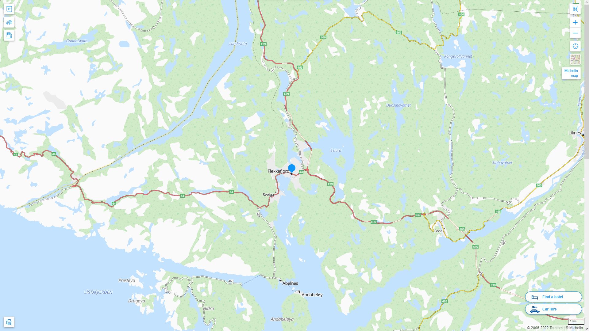 Flekkefjord Norvege Autoroute et carte routiere
